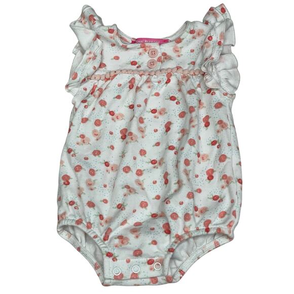 Isaac Mizrahi New York Baby Girl Pink Floral Onesie Size 3-6 Months - Picture 1 of 7